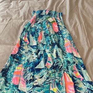 Lilly Pulitzer Blue and Pink Maxi Skirt NWT XS